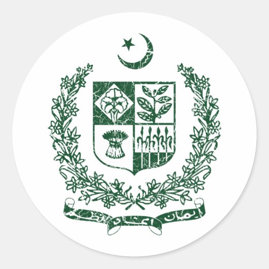Pakistaanse wapenschild ronde sticker (Voorkant)