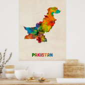 Pakistaanse Waterverf Map Poster (Keuken)