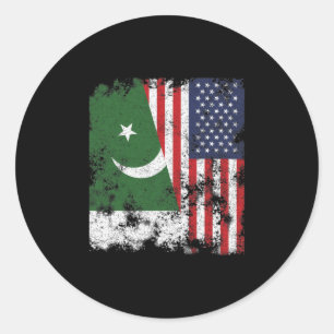 Pakistan - Amerikaanse vlag - half Amerikaans Ronde Sticker