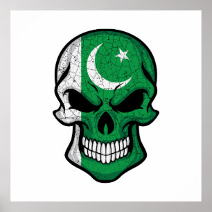 Pakistan glimlachende schedelvlag poster