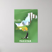 Pakistan heeft de reiskaart geïllustreerd. canvas afdruk (Voorkant)