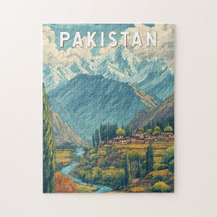 Pakistan Illustratie Reis Kunst Vintage Legpuzzel