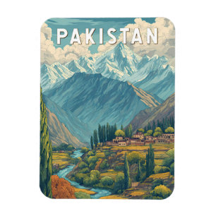 Pakistan Illustratie Reis Kunst Vintage Magneet