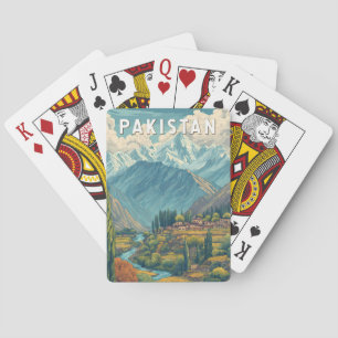 Pakistan Illustratie Reis Kunst Vintage Pokerkaarten
