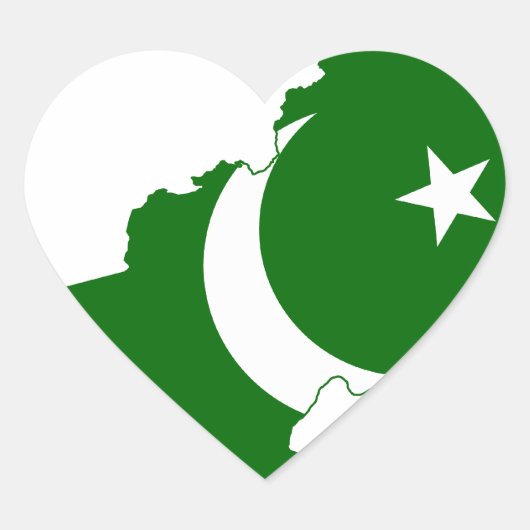 Pakistan Kaart Vlag Hart Sticker (Voorkant)