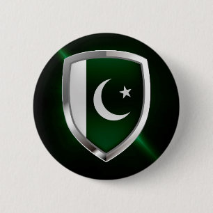 Pakistan Metallic Embleem Ronde Button 5,7 Cm