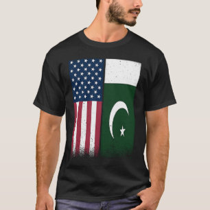 Pakistan Pakistaanse Amerikaanse vlaggen Trots VS T-shirt