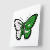 Pakistani Butterfly vlag Vierkante Klok (Hoek)