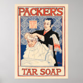 PAKKER'S Tar Soap Hair Shampoo Saloon Adverteren Poster (Voorkant)