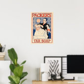PAKKER'S Tar Soap Hair Shampoo Saloon Adverteren Poster (Thuiskantoor)
