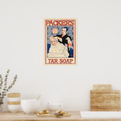PAKKER'S Tar Soap Hair Shampoo Saloon Adverteren Poster (Keuken)