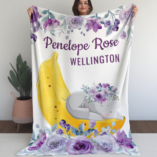 Pakket voor meisjes die elephant op een banaan aan fleece deken