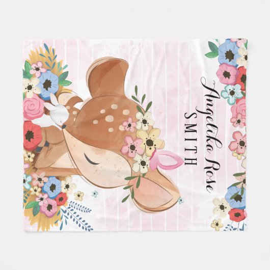 Pakket voor meisjes met bruine druppelstrips fleece deken (Voorkant (Horizontaal))