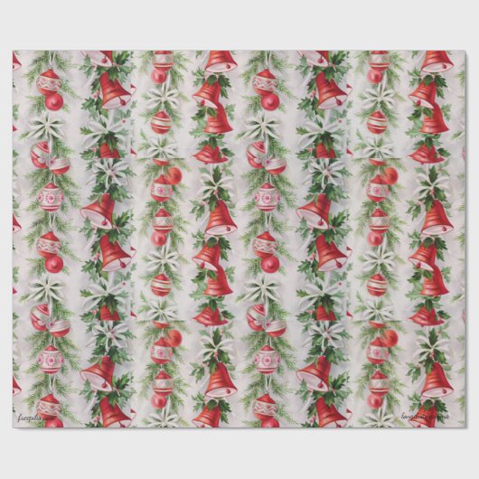  pakpapier, rode Ornamenten en holly Cadeaupapier (Vlak)