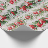  pakpapier, rode Ornamenten en holly Cadeaupapier (Hoek)