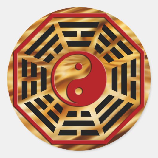 PaKua | donkere oranje golven Ronde Sticker (Voorkant)