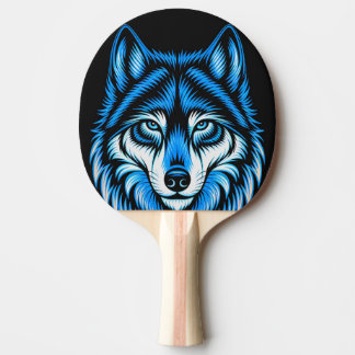 Pala de Ping Pong Lobo en Pintura Artística Azul Tafeltennisbatje