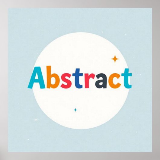 Palabra ABSTRACT multicolor sobre círculo blanco Poster (Voorkant)