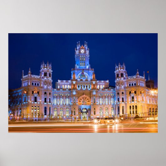 Palacio de Comunicaciones te Night in Madrid Poster (Voorkant)