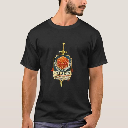 Paladin Class D20 Tabletop Dungeons RPG Dragons T-shirt (Voorkant)