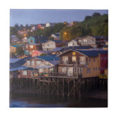 Palafito stilt huizen, verhoogd uitzicht tegeltje (Voorkant)