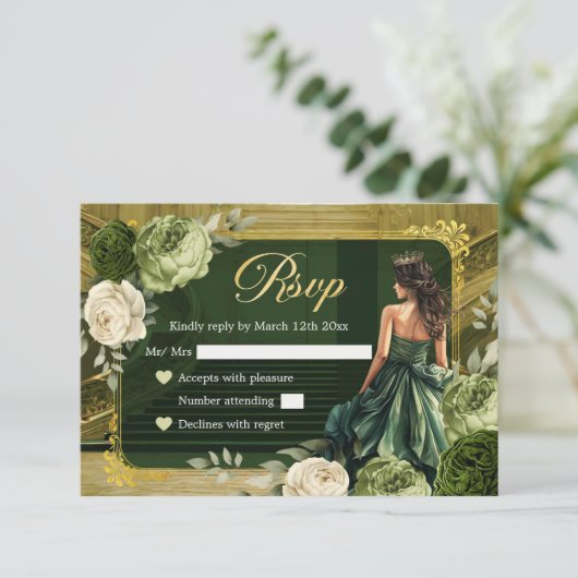 Palais Royal Sage et Hunter Green MiS Quince RSVP (Debout devant)