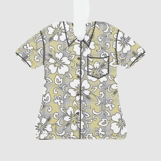 Palaka Pareau Hawaiian Check Hibiscus Aloha Shirt (devant)