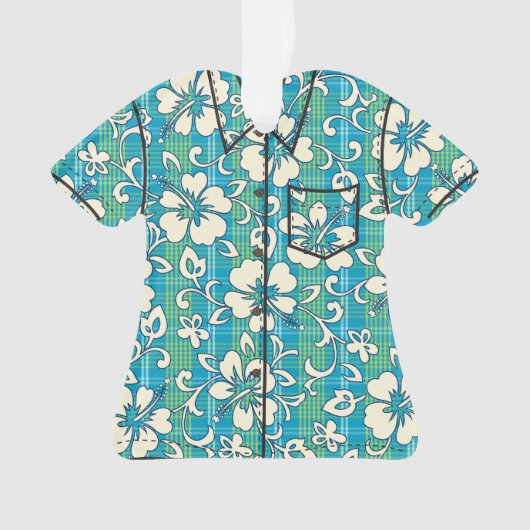 Palaka Pareau Hawaiian Check Hibiscus Aloha Shirt (devant)