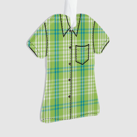 Palaka Plaid Aloha Shirt - Lime Green Ornament (voorkant)