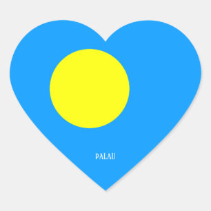 Palau Flag Splendid Patriotic Heart Hart Sticker