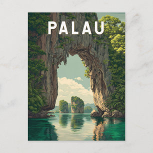 Palau Illustratie Reis Kunst Vintage Briefkaart