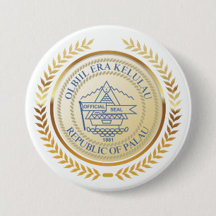 Palau officieel zegel ronde button 7,6 cm