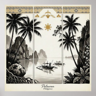 Palawan Filipijnen Triptiek Wandkunst Poster