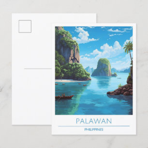 Palawan Filipijnen Vintage Travel Briefkaart