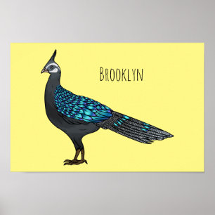 Palawan pauock fazant vogel cartoon illustratie poster