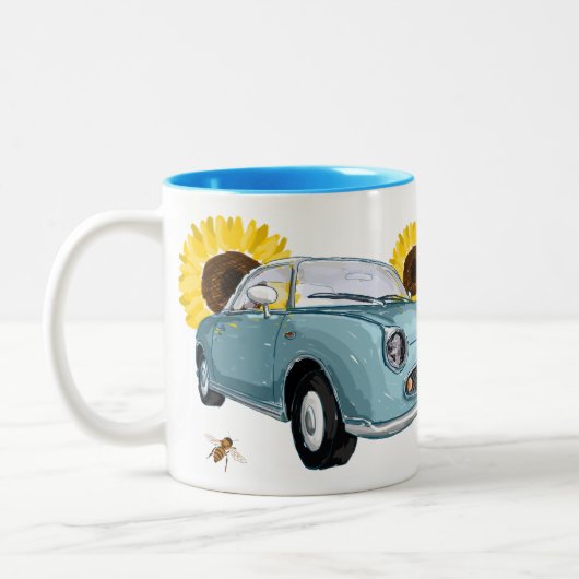 Pale Aqua Figaro coffee mug Tweekleurige Koffiemok (Links)