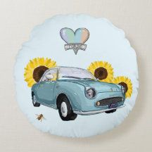 Pale Aqua Figaro round pillow