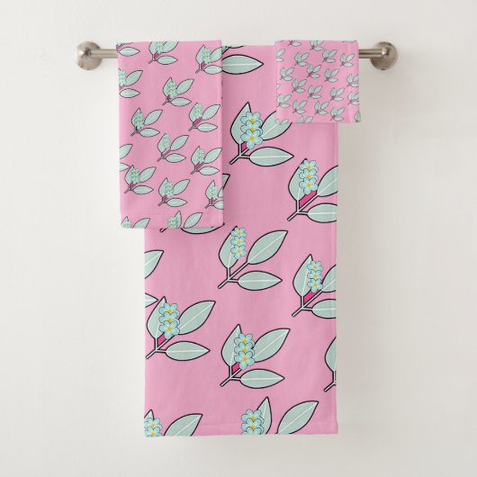 Pale Aqua Leaf With Blossoms Pink  Gift  (En situation)