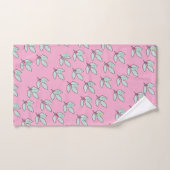 Pale Aqua Leaf With Blossoms Pink  Gift  Bad Handdoek (Handdoek)