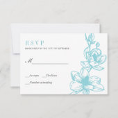 Pale blauw | Magnolia Bloemen Bloemen | Bruiloft R RSVP Kaartje (Voorkant)