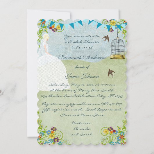 Pale Blonde Jardin Bridal Invitations de douche (Devant)