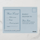 Pale Blue and Sky Snowflake Response Postcard Folie Feestdagen Briefkaart (Achterkant)