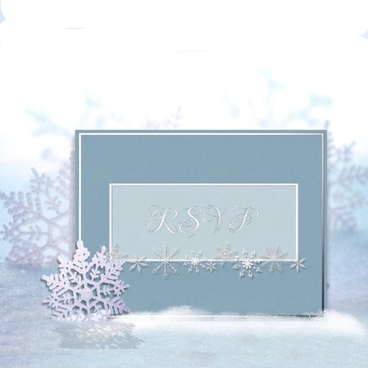 Pale Blue and Sky Snowflake Response Postcard Folie Feestdagen Briefkaart