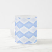 Pale blue diamond pattern matglas koffiemok (Voorkant links)