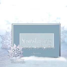 Pale Blue & Sky Snowflake Foil Holiday Card Folie Feestdagenkaart