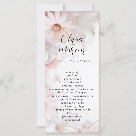 Pale Blush Pink Daisy Programme de mariage (Devant)