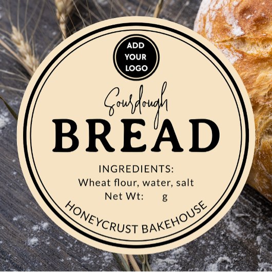 Pale Brown Bakery Sourdough Bread Label Sticker