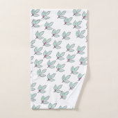 Pale Feuille Aqua Avec Cadeau Blossoms (Serviette à main)
