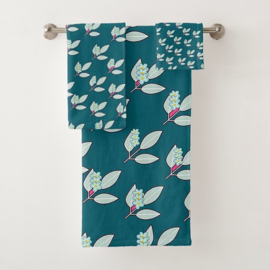 Pale Feuille Aqua Avec Fleurs Cadeau Turquoise (En situation)