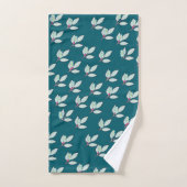 Pale Feuille Aqua Avec Fleurs Cadeau Turquoise (Serviette à main)